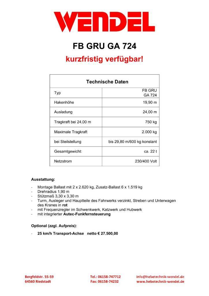 FB GRU GA 724 - Turmdrehkran - Baukran - Kran Grue à tour