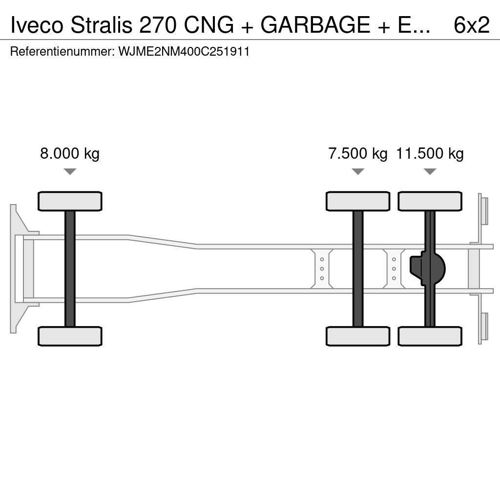 Iveco Stralis 270 CNG + GARBAGE + EURO 5 + 6X2 + RETARDE Camion poubelle