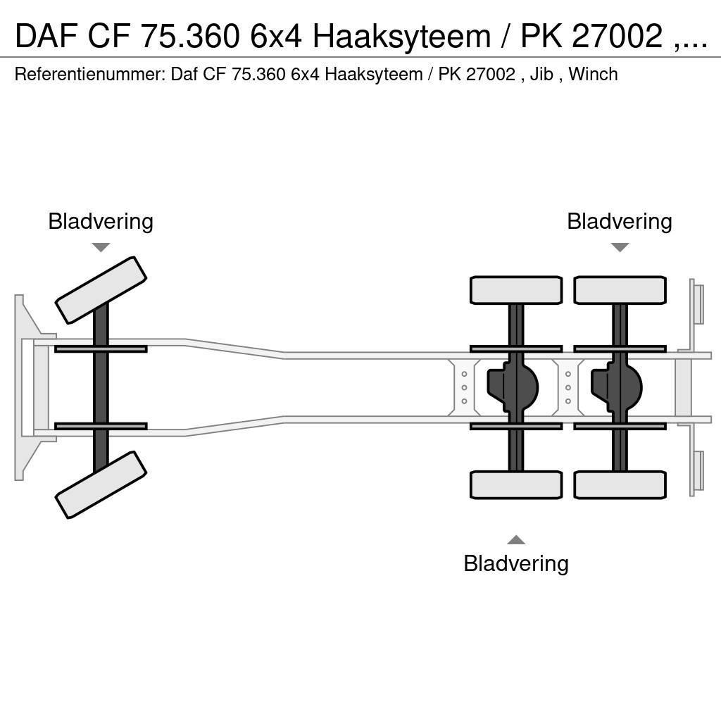 DAF CF 75.360 6x4 Haaksyteem / PK 27002 , Jib , Winch Camion ampliroll