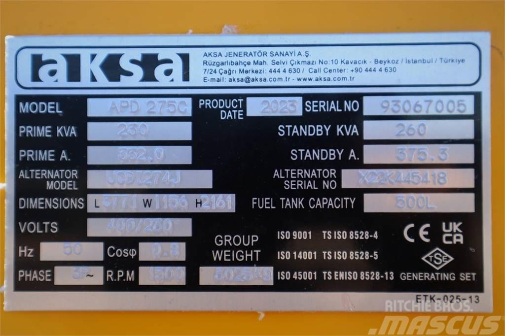 AKSA APD275C Valid inspection, *Guarantee! Diesel, 275 Générateurs diesel