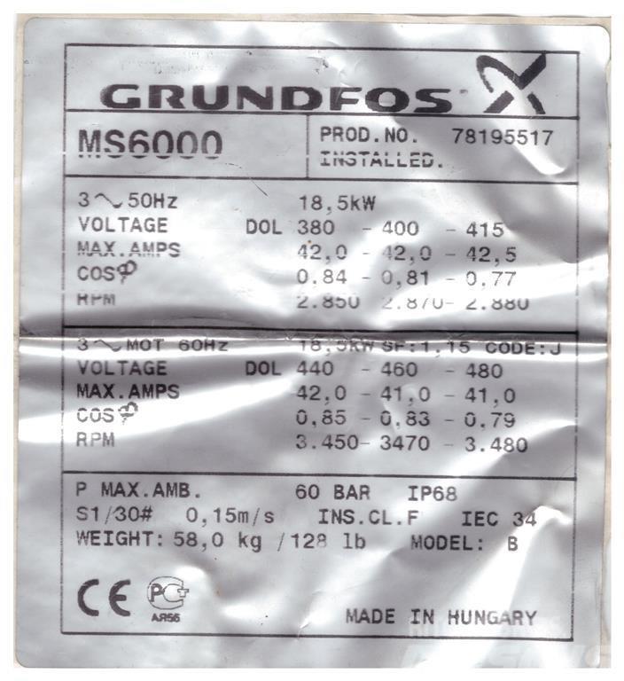 Grundfos SP60/11 - 25 HK Autres accessoires