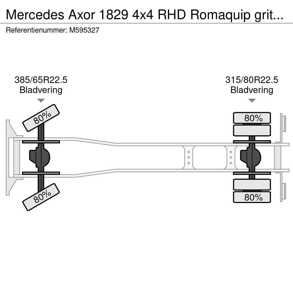 Mercedes-Benz Axor 1829 4x4 RHD Romaquip gritter / salt spreader Camion aspirateur, Hydrocureur
