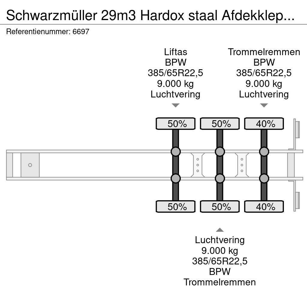 Schwarzmüller 29m3 Hardox staal Afdekkleppen Liftas Benne semi remorque