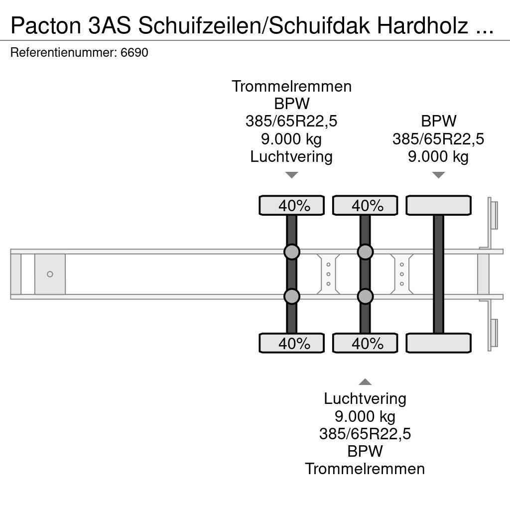 Pacton 3AS Schuifzeilen/Schuifdak Hardholz boden Semi remorque à rideaux coulissants (PLSC)