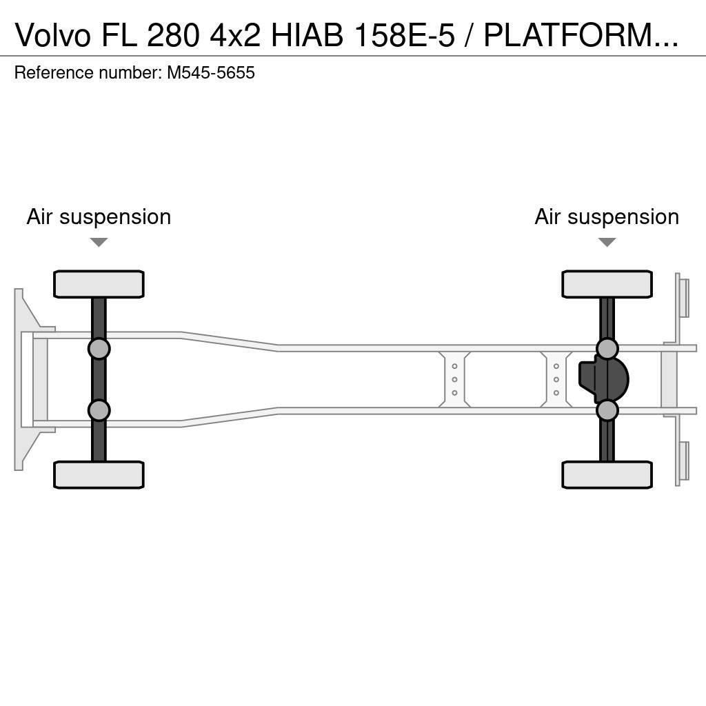 Volvo FL 280 4x2 HIAB 158E-5 / PLATFORM L=6027 mm Camion plateau ridelle avec grue