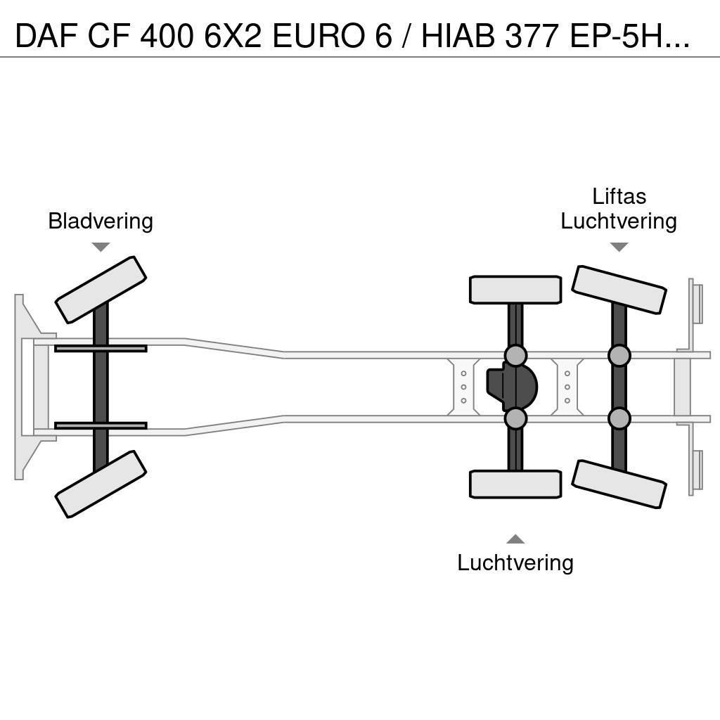 DAF CF 400 6X2 EURO 6 / HIAB 377 EP-5HIPRO / 37 T/M KR Camion plateau