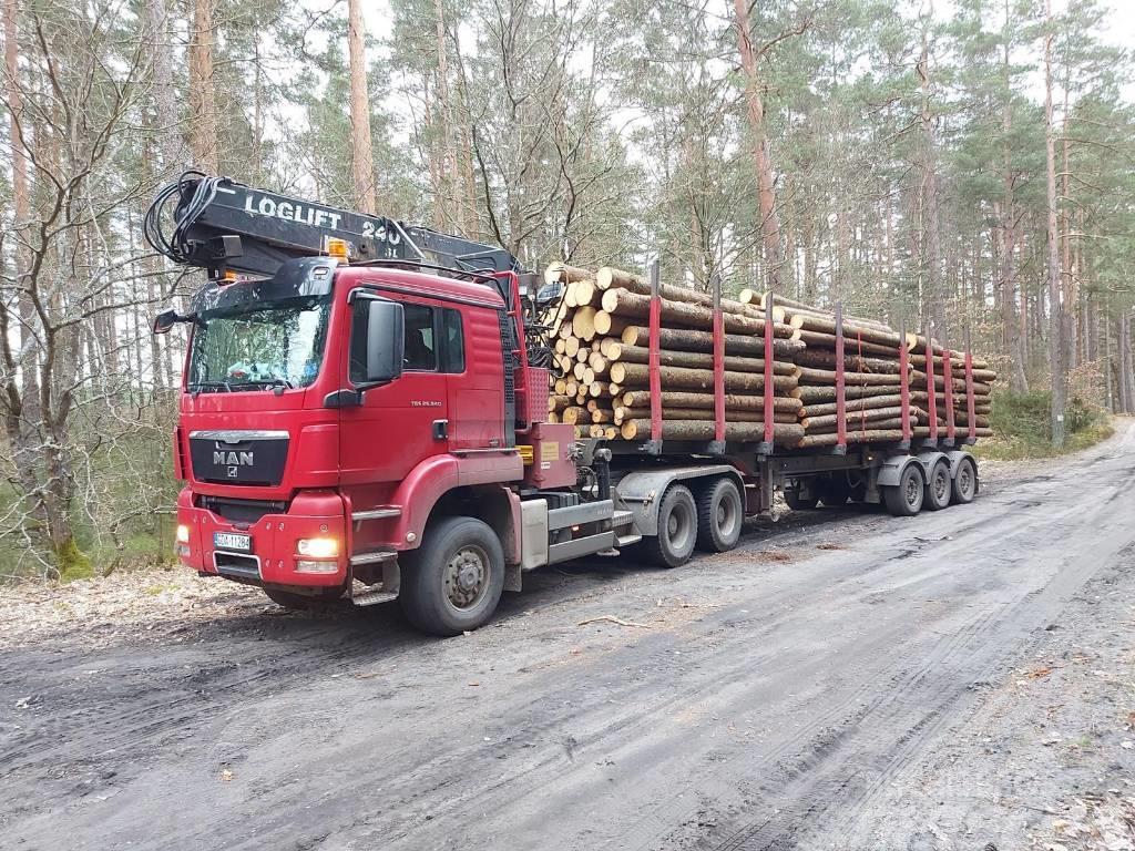 MAN TGS 26.540 6X6 z dźwigiem do przewozu drewna Camion grumier