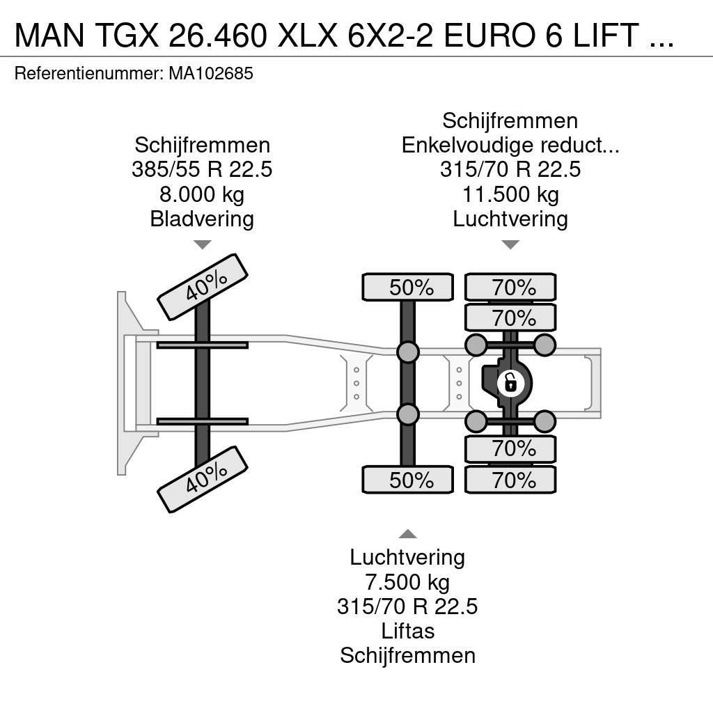 MAN TGX 26.460 XLX 6X2-2 EURO 6 LIFT AXLE Tracteur routier