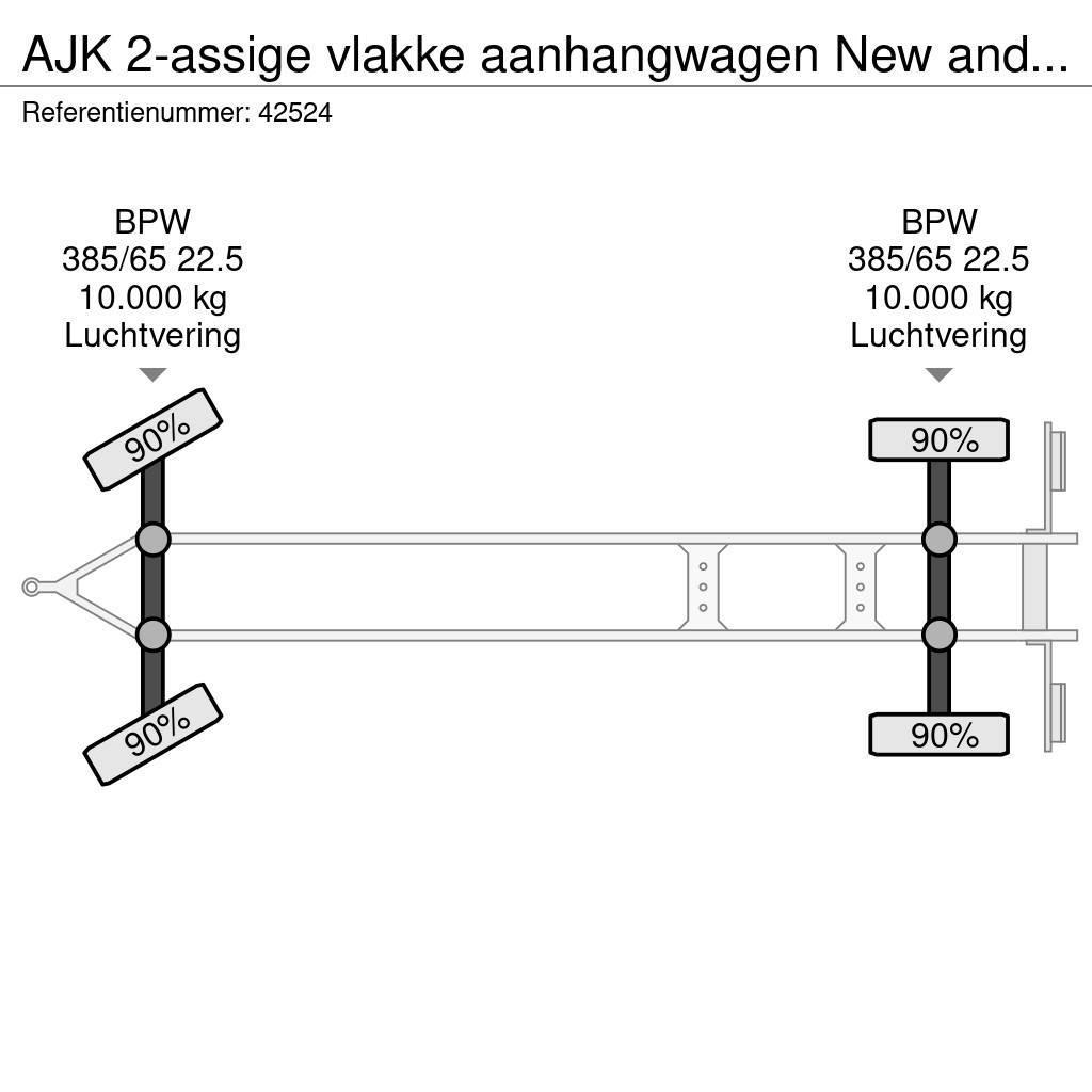 AJK 2-assige vlakke aanhangwagen New and Unused! Remorque ridelle