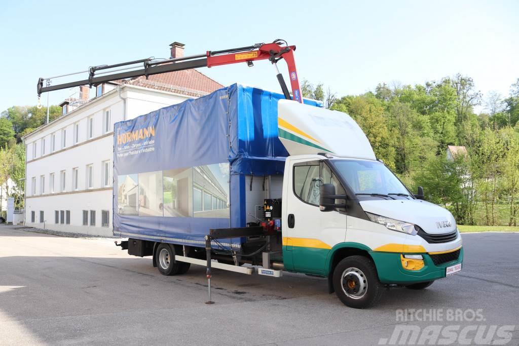 Iveco Daily 70C18 E6 Kran HMF340 Funk 4,8m x 2,7m Camion à rideaux coulissants (PLSC)