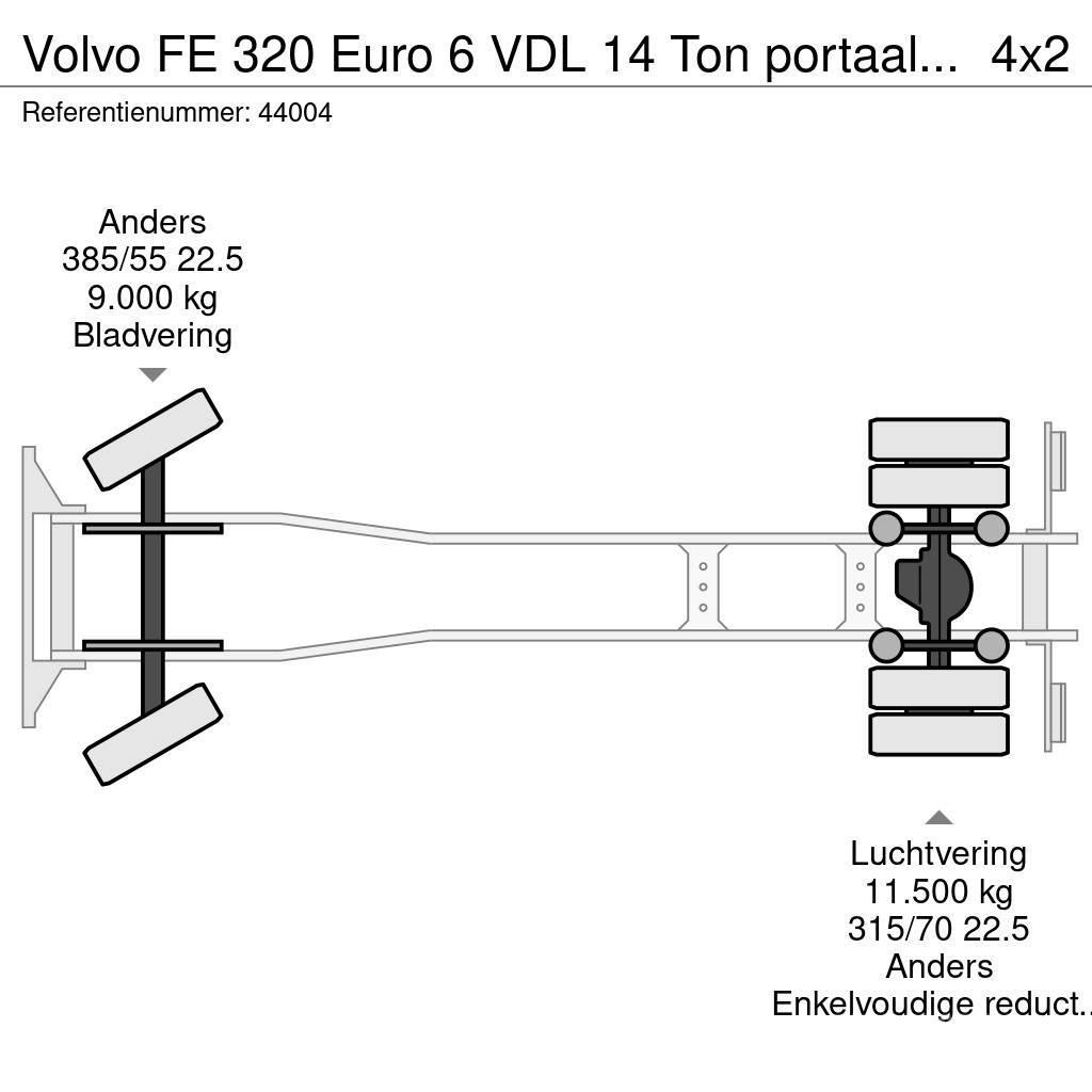 Volvo FE 320 Euro 6 VDL 14 Ton portaalarmsysteem Camion multibenne