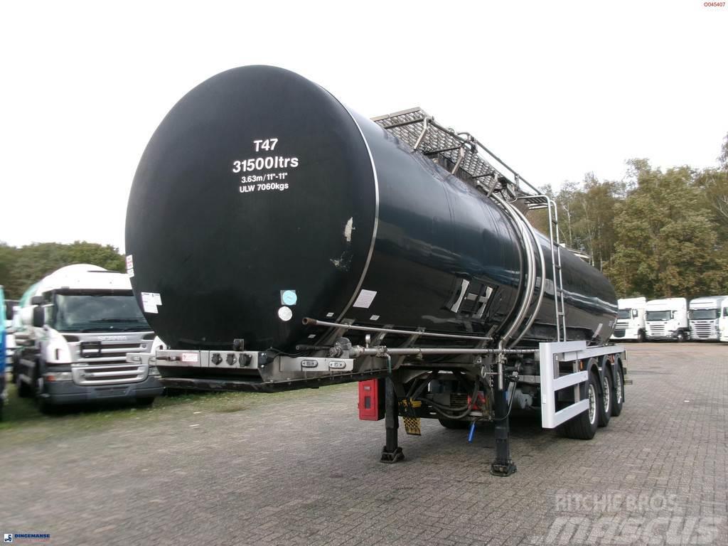 Crossland Bitumen tank inox 33 m3 / 1 comp + compressor + AD Semi remorque citerne