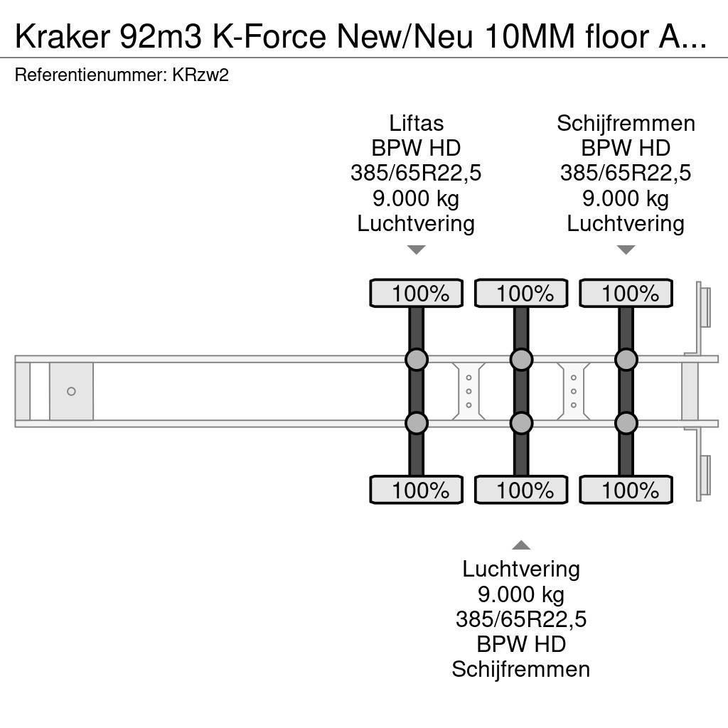 Kraker 92m3 K-Force New/Neu 10MM floor Alcoa's Liftachse Semi-remorques à plancher mobile