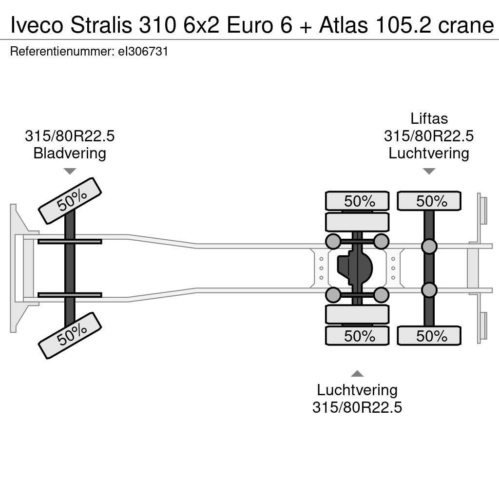 Iveco Stralis 310 6x2 Euro 6 + Atlas 105.2 crane Camion plateau