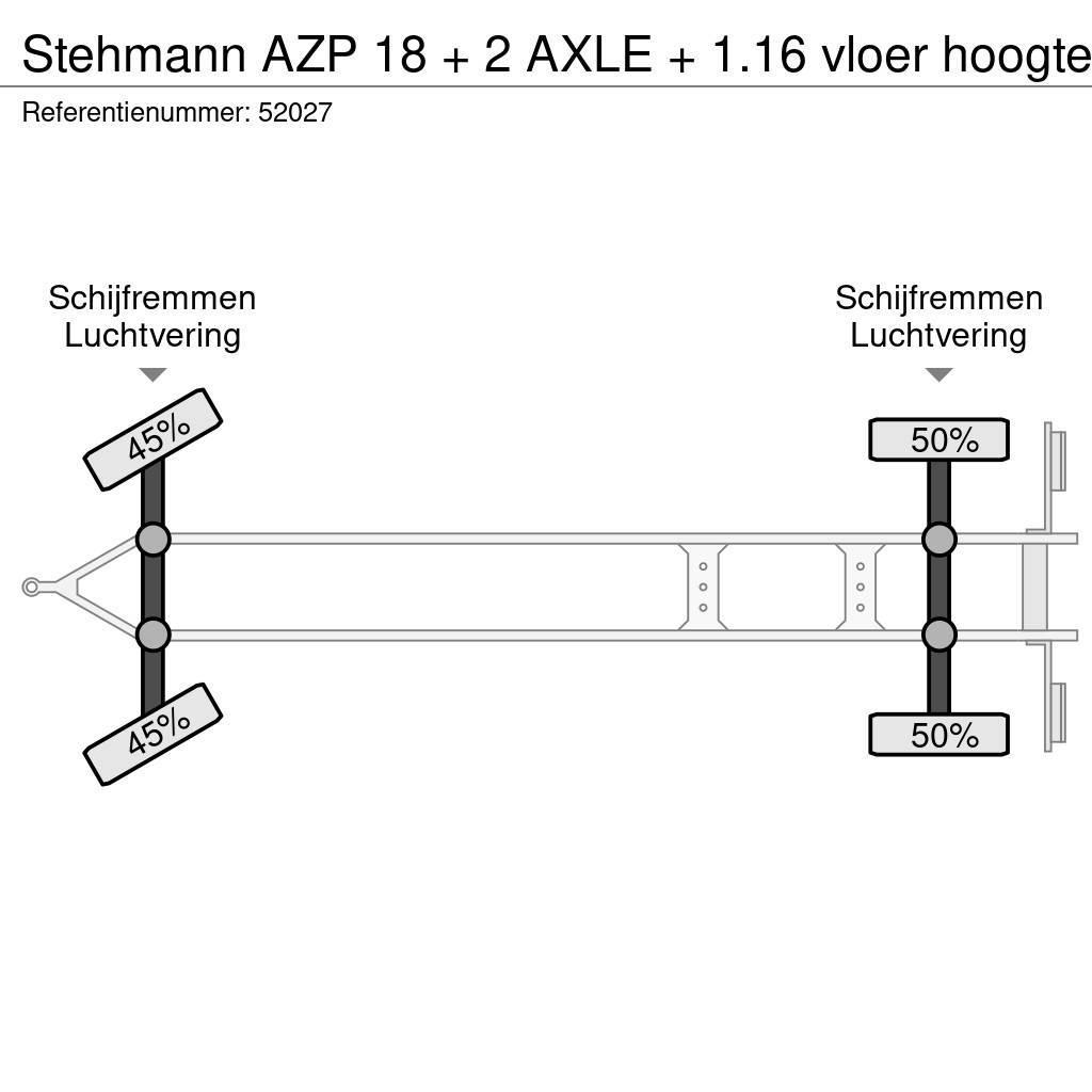 Stehmann AZP 18 + 2 AXLE + 1.16 vloer hoogte Remorque à rideaux coulissants (PLSC)