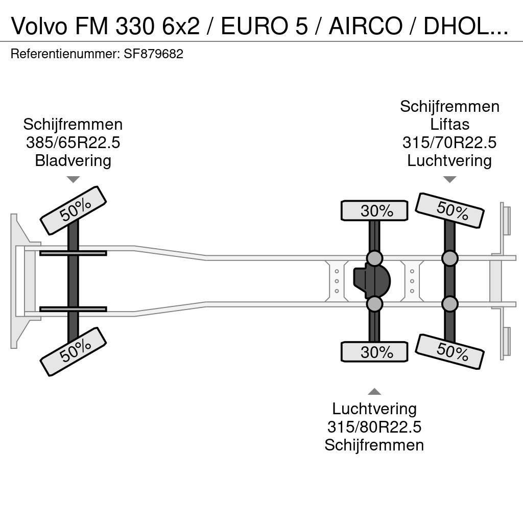 Volvo FM 330 6x2 / EURO 5 / AIRCO / DHOLLANDIA 2500kg / Camion à rideaux coulissants (PLSC)