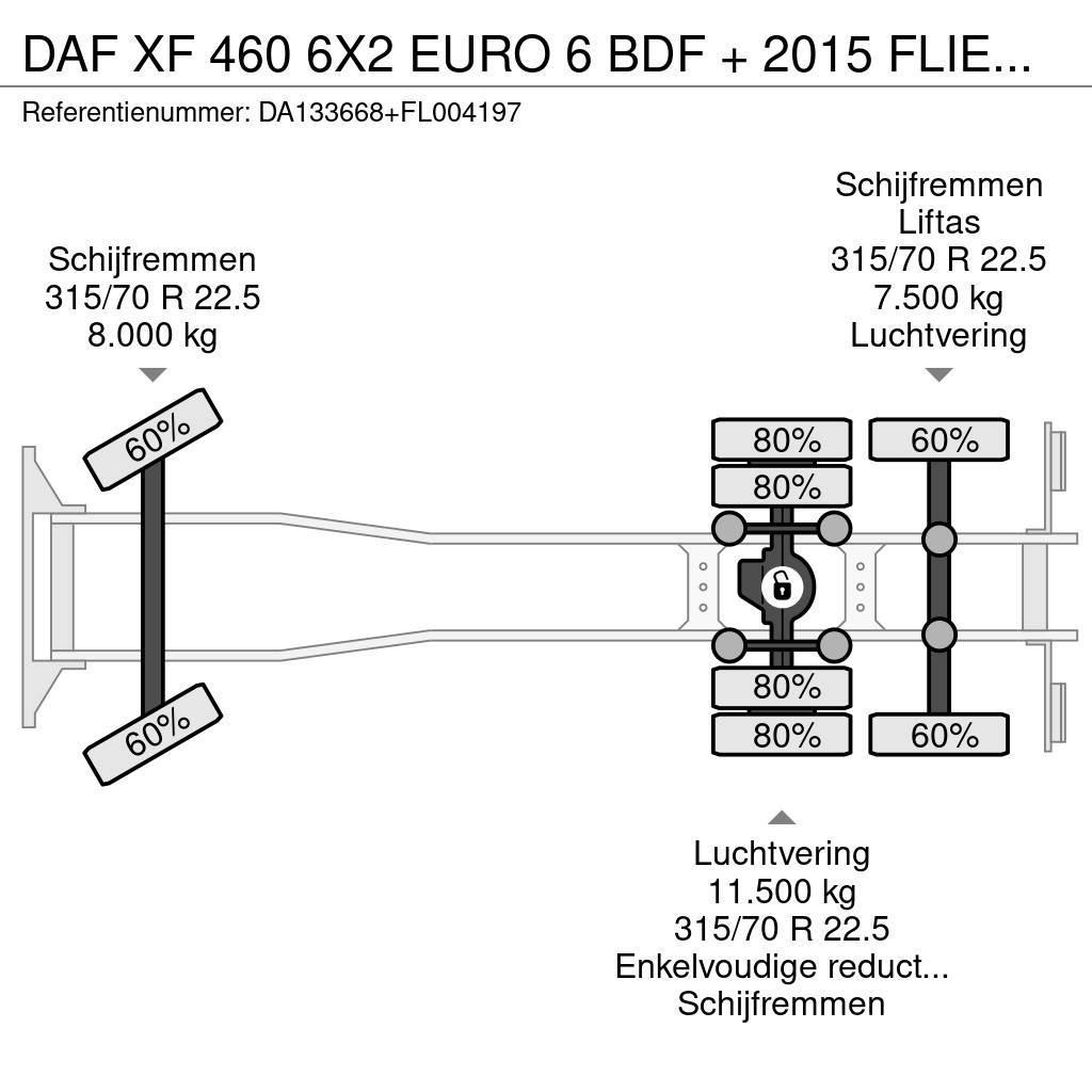 DAF XF 460 6X2 EURO 6 BDF + 2015 FLIEGL 2 AXLE Chariots à câble démontable