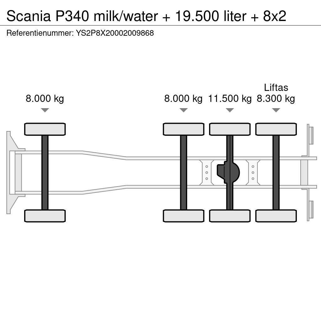 Scania P340 milk/water + 19.500 liter + 8x2 Motrici cisterna