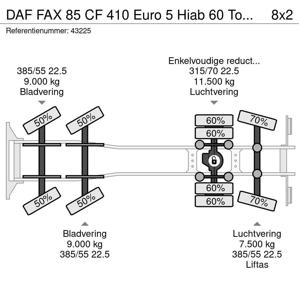 DAF FAX 85 CF 410 Euro 5 Hiab 60 Tonmeter laadkraan Grues tout terrain