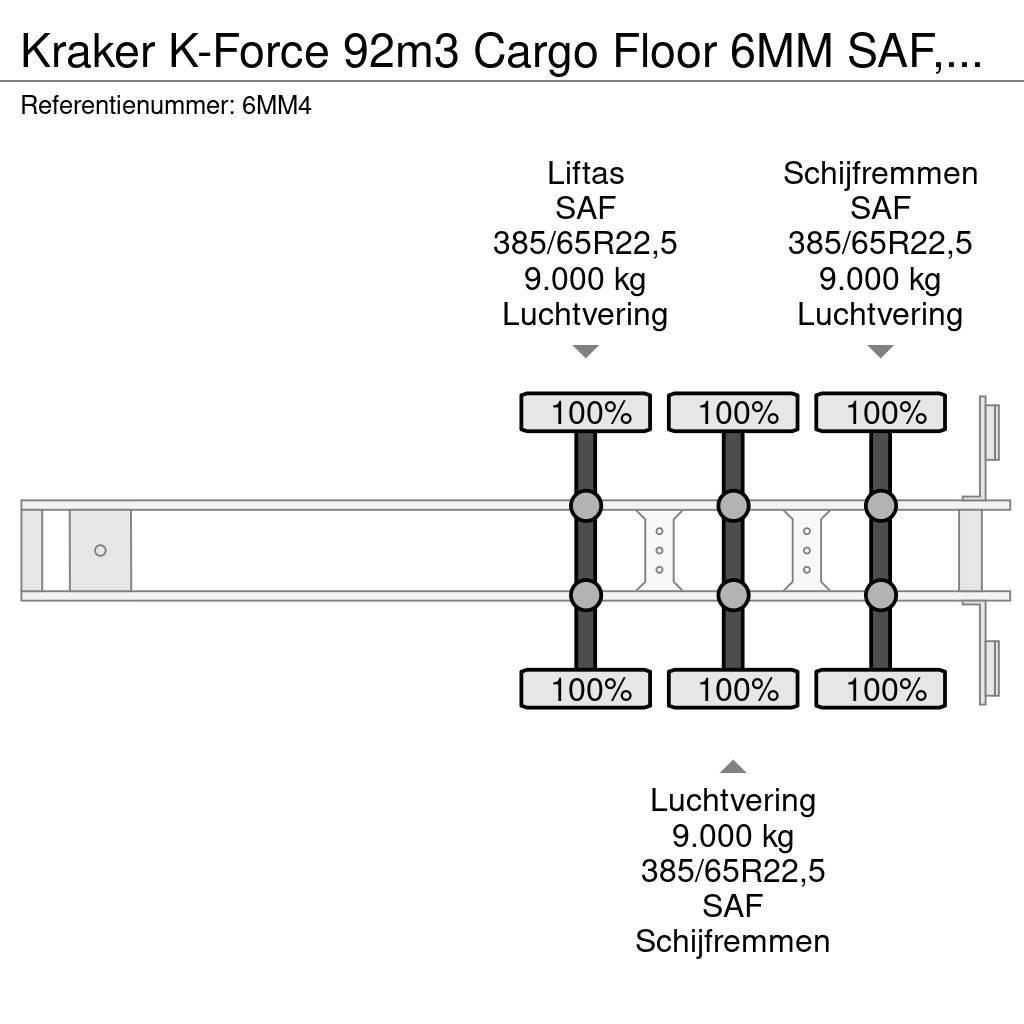 Kraker K-Force 92m3 Cargo Floor 6MM SAF, Liftachse, Remot Semi-remorques à plancher mobile