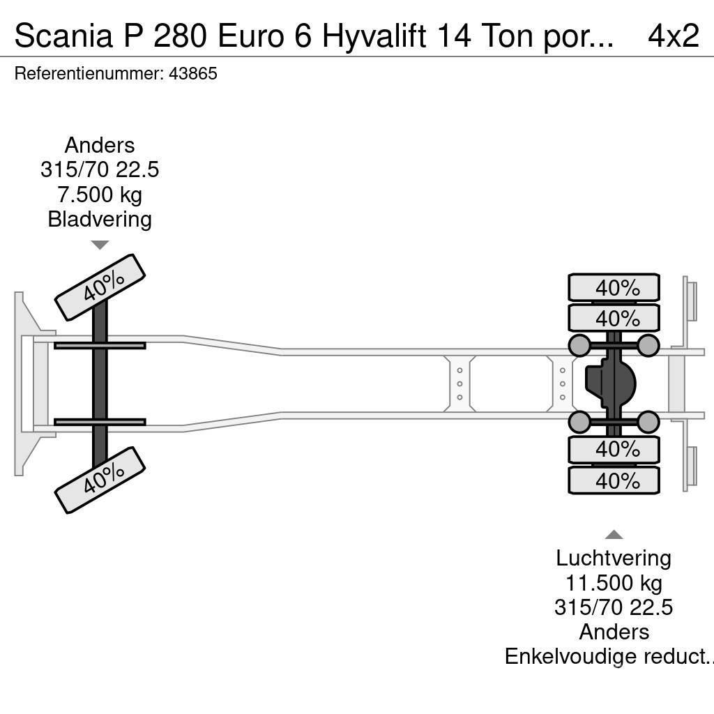 Scania P 280 Euro 6 Hyvalift 14 Ton portaalarmsysteem Camion multibenne