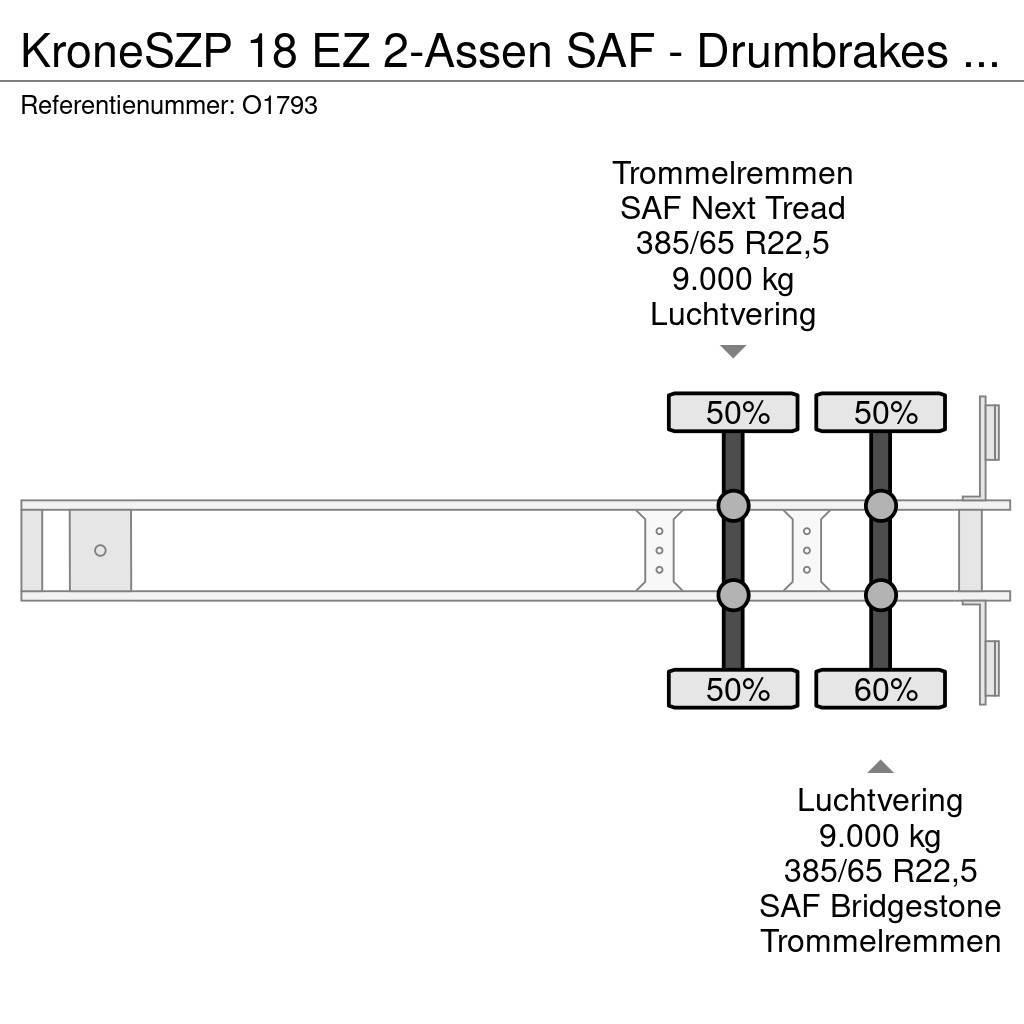 Krone SZP 18 EZ 2-Assen SAF - Drumbrakes - 20FT connecti Semi remorque porte container