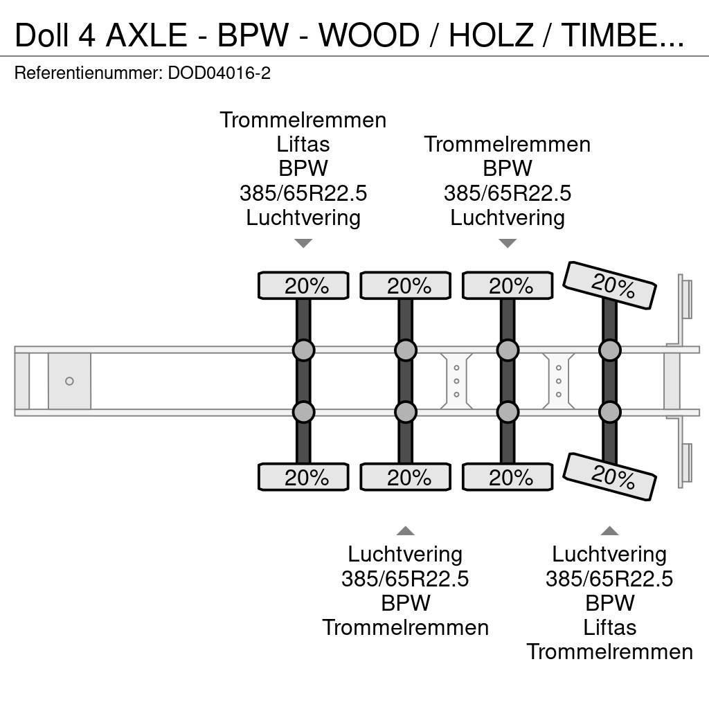 Doll 4 AXLE - BPW - WOOD / HOLZ / TIMBER TRANSPORTER Semi remorque grumière