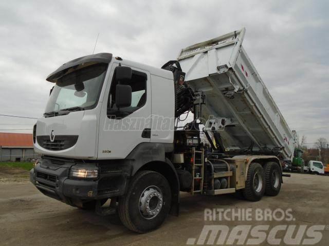 Renault KERAX 380 DXI 6x4 Volvo Sys Camion plateau ridelle avec grue