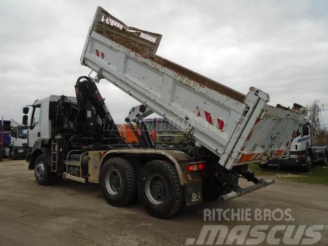 Renault KERAX 380 DXI 6x4 Volvo Sys Camion plateau ridelle avec grue