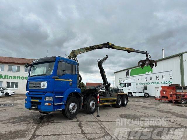 MAN TGA 41.460 for containers and scrap + crane 8x4 Camion plateau ridelle avec grue