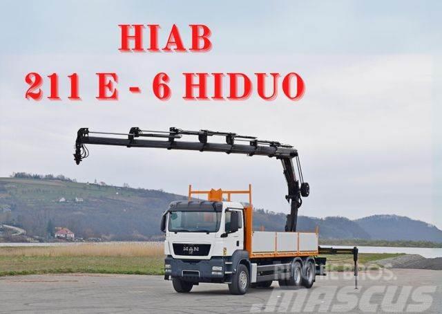 MAN TGS 26.360* HIAB 211 E-6 HIDUO / FUNK * 6x4 Camion plateau ridelle avec grue