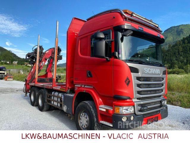 Scania G490 Holztransporter mit Kran Camion grumier
