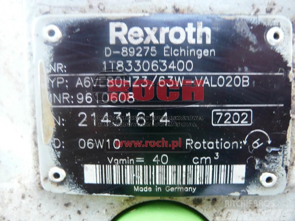 Rexroth A6VE80HZ3/63W-VAL020B 9610608 1T833063400 Moteur