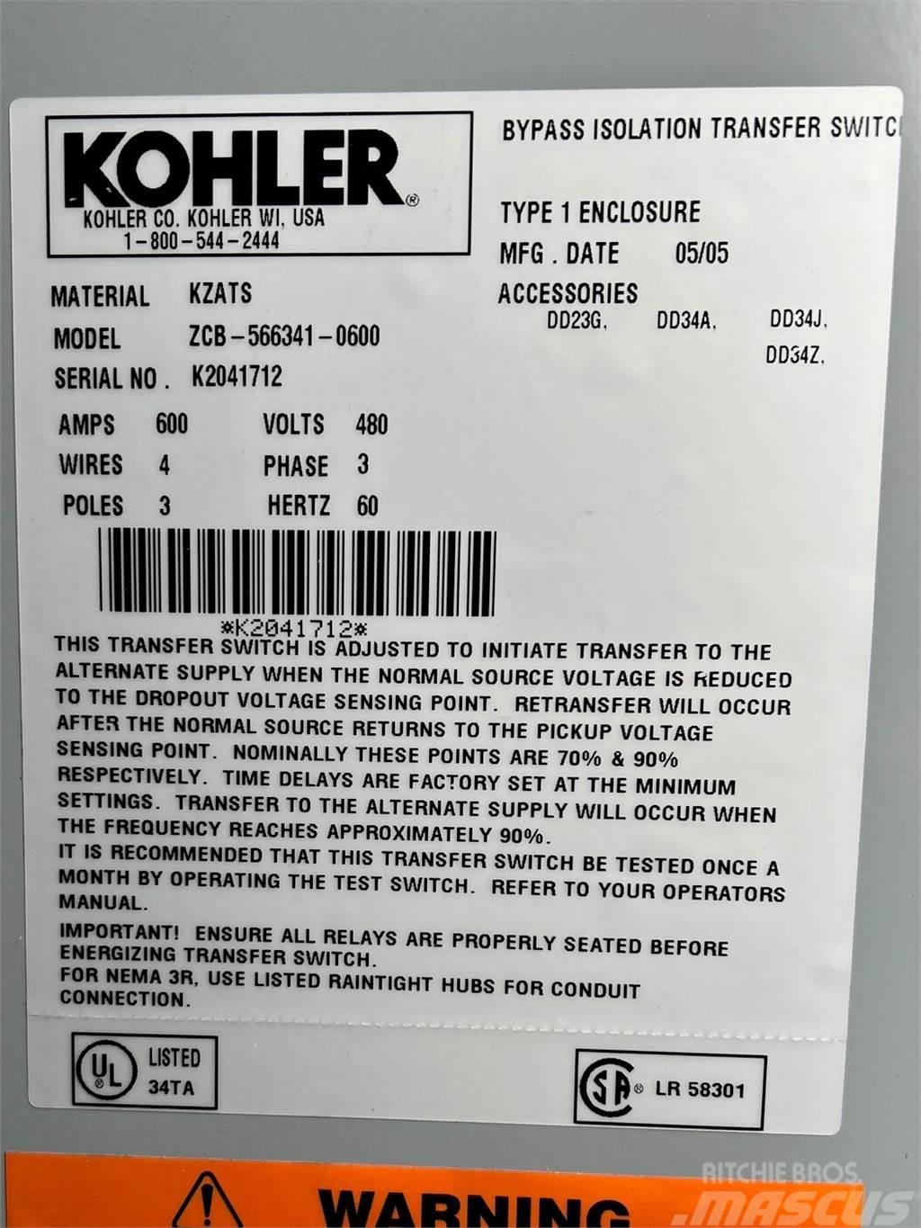 Kohler 600amp 480V Electronique